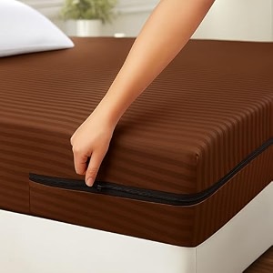 house fox 65x6 cotton mattress cover king double bed 78x72x5 inch with zipper non-shrink heavy fabric  strong zip with metal lock  interlocked stitching  360 degree fully covered