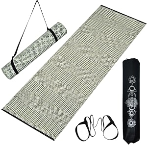 premium yoga mat for women amp men 2x6 feet hd anti-slip backing carry bag amp strap organic cotton washable 8 mm thick for home amp gym use green