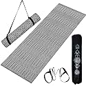 Premium Yoga Mat for Women &amp; Men with High Density Anti-Slip Backing, 2X6 feet, Carry Bag &amp; Strap, 100% Cotton, Eco-Friendly, 8mm Thickness, For Home &amp; Gym Use BLACK