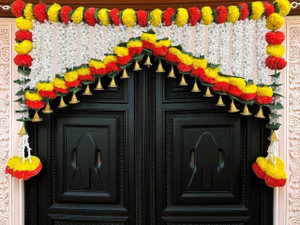 house of kushalini home decor door hanging toran badhanwar for all festivals decoration marigold multicolor32