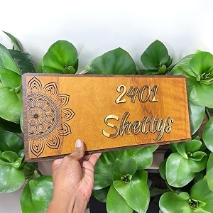 house nameplate - rectangle shape - gold and black - mandella golden brushed printed name plate use of door name plate gold 21  9 inch