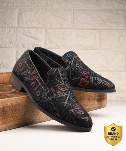 House Of Pataudi Men Black Faux Leather