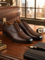 House of Pataudi Men brown leather formal