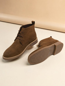 House of Pataudi Men brown suede casual