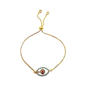 womens adjustable zirconia evil eye oval chain bracelet red amp blue evil eye