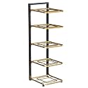 House of Quirk Iron 5-Layer Pots and Pans Organizer for Cabinet, Heavy Duty Pot Pan Rack, Tiered Shelf Height Adjustable Under Sink Organizer, Cookware Stand for Griddles, Pans, and Bakeware