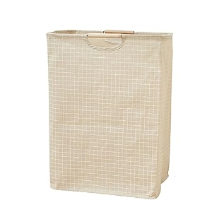 house of quirk 52 litre linen cotton collapsible laundry basket for folding portable dirty clothes storage hamper beige small check