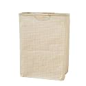 House of Quirk 52 Litre Linen Cotton Collapsible Laundry Basket For Folding Portable Dirty Clothes Storage Hamper (Beige Small Check)