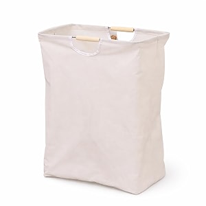 house of quirk 72 litre linen cotton collapsible laundry basket for folding portable dirty clothes storage hamper white