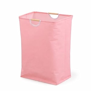 house of quirk 72 litre linen cotton collapsible laundry basket for folding portable dirty clothes storage hamper pink