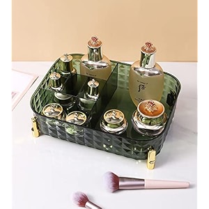 house of quirk heart shape cosmetic storage tray  makeup organizer for lipstick perfume amp skincare large capacity dressing table makeup holder vanity organizer tray grey
