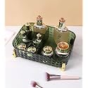 House of Quirk Acrylic Transparent Open Lid Small Rectangular Decorative Tray, Vanity Tray, Bathroom Tray for Jewelry, Perfume, Coffee, Candle, Cosmetic (Green)