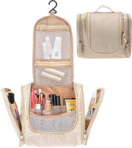 HOUSE OF QUIRK Beige Cosmetic Makeup Bag