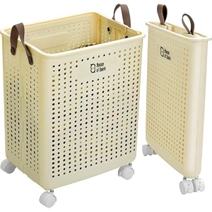 house of quirk collapsible laundry basket with wheels and handle plastic foldable laundry hamper 75l versatile portable storage basket durable and practical for laundry and bathroom extra large