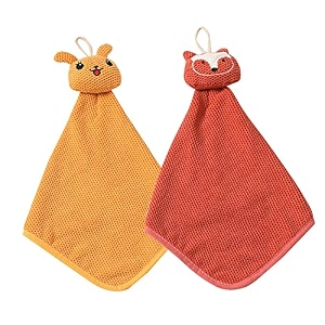 house of quirk cute hand towels bathroom towels with hanging loop children hand towel animals cotton hand towel for kitchen bathroom bedroom pack of 2 cat yellowfox rust orange