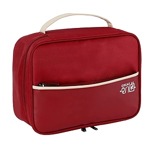 house of quirk polyester electronics travel organizer single layer cable organizer bag watreproof electronics accessories storage bag for cord charger phone power bank hard drive maroonred