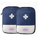 House of Quirk First Aid Bag,Empty First Aid Pouch,Mini Portable Medical Bag for Outdoor Camping Hiking Travel Emergency,Multifunction Emergency Medicine Storage (Set of 2, Navy Blue)