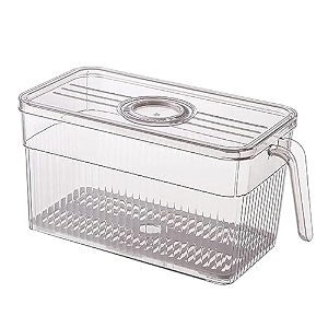 house of quirk acrylic refrigerator organizer bins with lid fridge bins food storage containers for veggie fruit lettuce and saladbpa-free stackable fridge organizer pack of 1 white