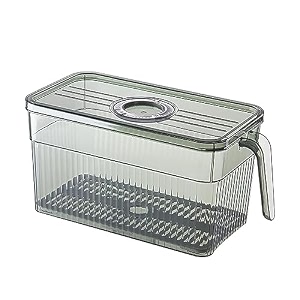 house of quirk acrylic refrigerator organizer bins with lid fridge bins food storage containers for veggie fruit lettuce and saladbpa-free stackable fridge organizer pack of 1 green