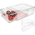 House of Quirk Refrigerator Organizer Bins With Pull-Out Drawer, Stackable Fridge Drawer Organizer Set With Handle, Bpa-Free Drawable Clear Storage (Set Of 2, Large 6L),40x30x30Cm