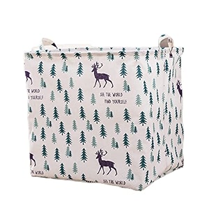 house of quirk square storage baskets waterproof canvas children laundry nursery hamper for shelves gift baskets toy organizer room dcor 100 litre pine deer multi
