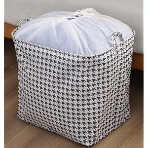 house of quirk square storage baskets waterproof canvas children laundry nursery hamper for shelves gift baskets toy organizer room dcor 100 litre houndstoothmulticolor