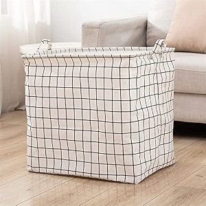 house of quirk square storage baskets waterproof canvas children laundry nursery hamper for shelves gift baskets toy organizer room dcor 100 litre wihte check white