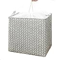House of Quirk Square Storage Baskets Waterproof Canvas Children Laundry Nursery Hamper for Shelves Gift Baskets Toy Organizer Room Décor (100 Litre, Grey Pattern)
