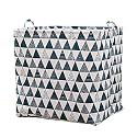 House of Quirk Square Storage Baskets Waterproof Canvas Children Laundry Nursery Hamper for Shelves Gift Baskets Toy Organizer Room Décor (100 Litre, Grey Triangle)