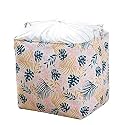 House of Quirk Square Storage Baskets Waterproof Canvas Children Laundry Nursery Hamper for Shelves Gift Baskets Toy Organizer Room Décor (100 Litre, Pink/Blue Leaf)