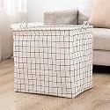 House of Quirk Square Storage Baskets Waterproof Canvas Children Laundry Nursery Hamper for Shelves Gift Baskets Toy Organizer Room Décor (100 Litre, Wihte Check), White