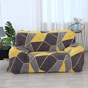 house of quirk universal double seater sofa cover big elasticity cover for couch flexible 140 gsm sofa slipcover grey yellow prism 145-185cm