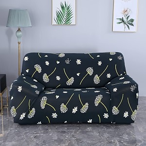 house of quirk universal double seater sofa cover big elasticity cover for couch flexible 140 gsm sofa slipcover black leaflet 145-185cm