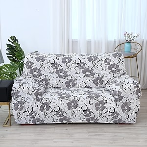 house of quirk universal double seater sofa cover big elasticity cover for couch flexible 140 gsm sofa slipcover white grey flower 145-185cm