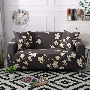 house of quirk universal double seater sofa cover big elasticity cover for couch flexible 140 gsm sofa slipcover brown cream leaf 145-185cm