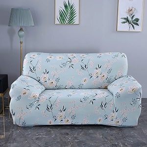 house of quirk universal double seater sofa cover big elasticity cover for couch flexible 140 gsm sofa slipcover pastel green flower 145-185cm