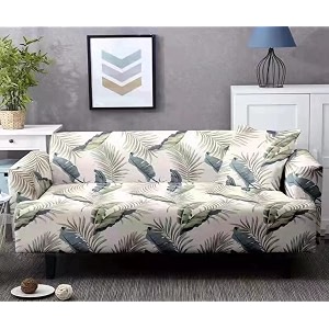 house of quirk universal double seater sofa cover big elasticity cover for couch flexible 140 gsm sofa slipcover beige fern 145-185cm