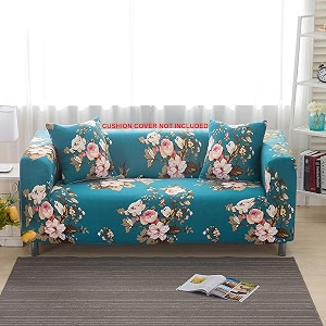 house of quirk universal double seater sofa cover big elasticity cover for couch 140 gsm sofa slipcover blue flower 145-185cm