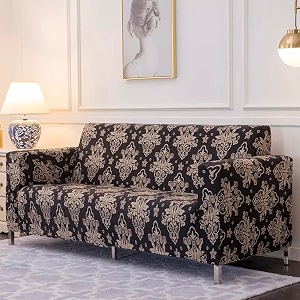 house of quirk universal double seater sofa cover big elasticity cover for couch flexible 140 gsm sofa slipcover cambric black 145-185cm