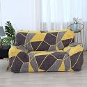 House of Quirk Universal Double Seater Sofa Cover Big Elasticity Cover for Couch Flexible 140 GSM Sofa Slipcover (Grey Yellow Prism, 145-185cm)