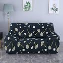 House of Quirk Universal Double Seater Sofa Cover Big Elasticity Cover for Couch Flexible 140 GSM Sofa Slipcover (Black Leaflet, 145-185cm)