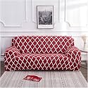 House of Quirk Universal Double Seater Sofa Cover Big Elasticity Cover for Couch Flexible 140 GSM Sofa Slipcover (Maroon Diamond, 145-185cm)