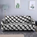 House of Quirk Universal Double Seater Sofa Cover Big Elasticity Cover for Couch Flexible 140 GSM Sofa Slipcover (Black/White Check, 145-185cm)