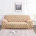House of Quirk Universal Double Seater Sofa Cover Big Elasticity Cover for Couch Flexible 140 GSM Sofa Slipcover (Beige Diamond, 145-185cm)