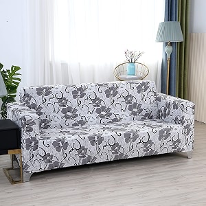 house of quirk universal four seater sofa cover big elasticity cover for couch flexible 140 gsm sofa slipcover white grey flower 230-300cm