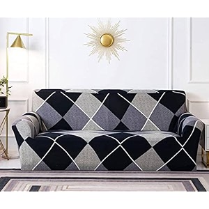 house of quirk universal four seater sofa cover big elasticity cover for couch 140 gsm sofa slipcover checkerplaid blue 230-300cm