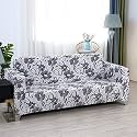 House of Quirk Universal Four Seater Sofa Cover Big Elasticity Cover for Couch Flexible 140 GSM Sofa Slipcover (White Grey Flower, 230-300cm)