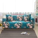 House of Quirk Universal Four Seater Sofa Cover Big Elasticity Cover for Couch 140 GSM Sofa Slipcover (Blue Flower, 230-300cm)