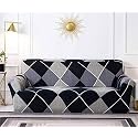 House of Quirk Universal Four Seater Sofa Cover Big Elasticity Cover for Couch 140 GSM Sofa Slipcover (Checkerplaid Blue, 230-300cm)