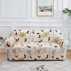 house of quirk universal single seater sofa cover big elasticity cover for couch flexible 140 gsm sofa slipcover cream brown leaf 90-145cm